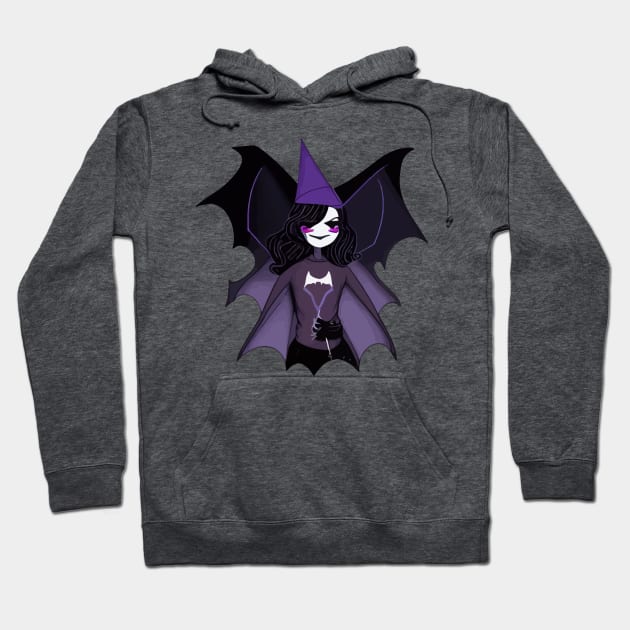 Halloween Bat Witch Purple Hoodie by MindGlowArt